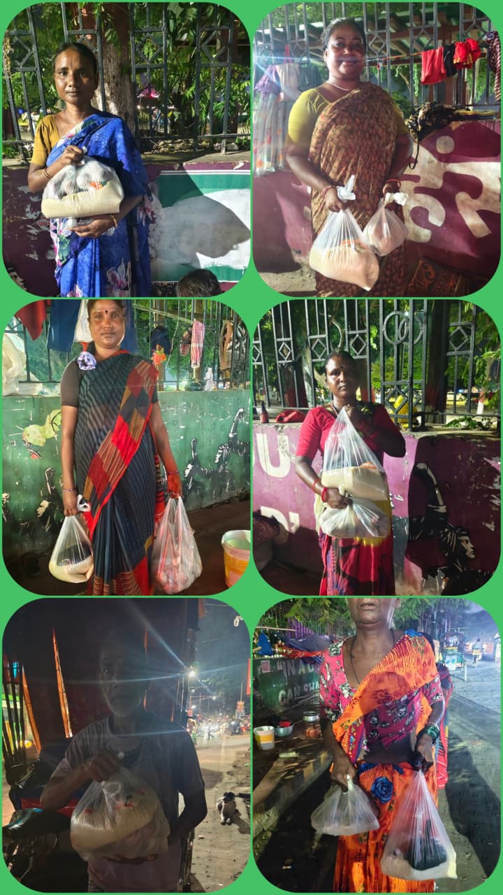 Collage of food distribution recipients